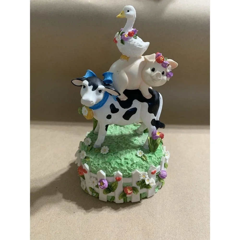 San Francisco Music Box Company Farm Animals Music Box Cow Pig Goose